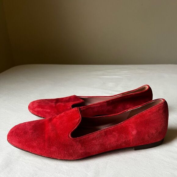 J. Crew Red Suede Cecile Smoking Slippers Women's Size 7 Minimalist Flats - Picture 4 of 8